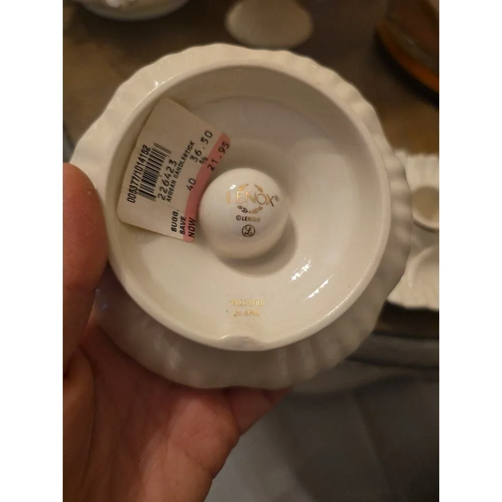 Lenox Shell Candlestick Candle Holders Set of 2 Ivory Gold Trim EUC Elegant‎